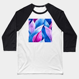 Blue watercolor leaves pattern Baseball T-Shirt